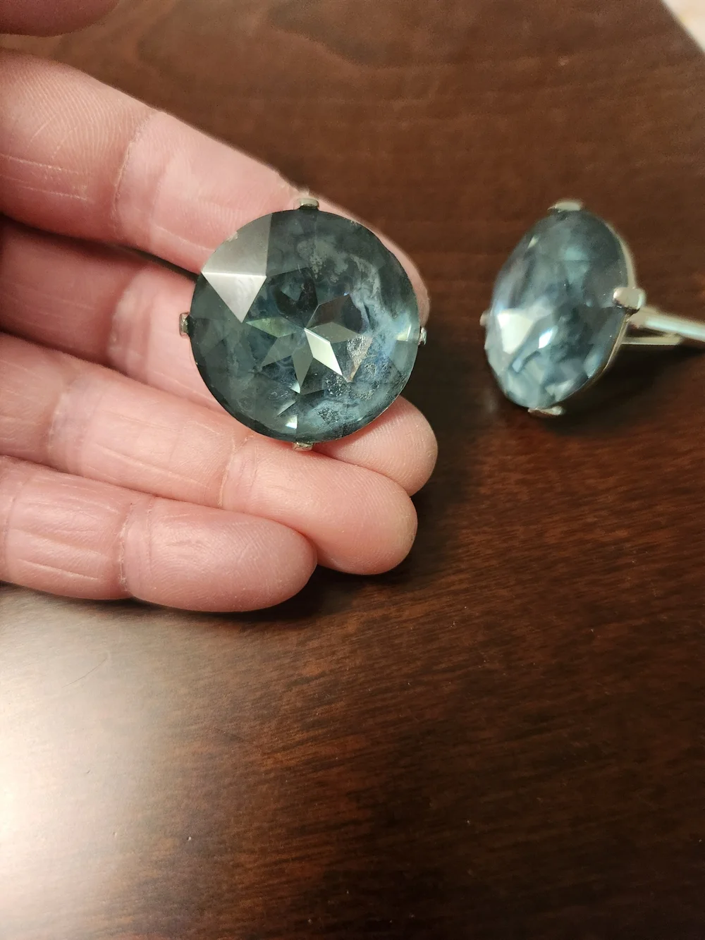 Blue Crystal Oval Cufflinks - Classic Men's Jewelry